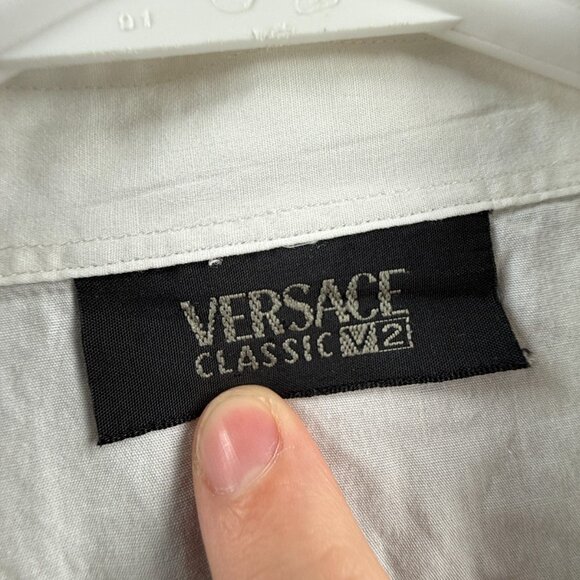 Versace Classic V2 Men Button Up Shirt White Long Sleeve Woven Cotton Designer - Picture 8 of 16